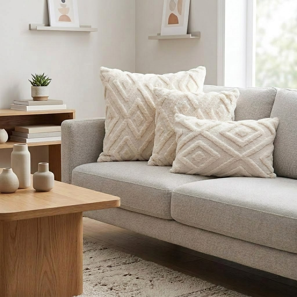 Nordic Geometric Plush Pillowcase