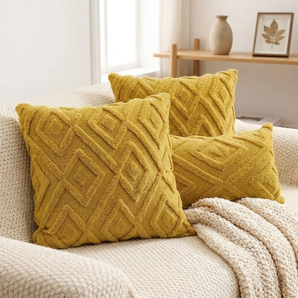 Nordic Geometric Plush Pillowcase