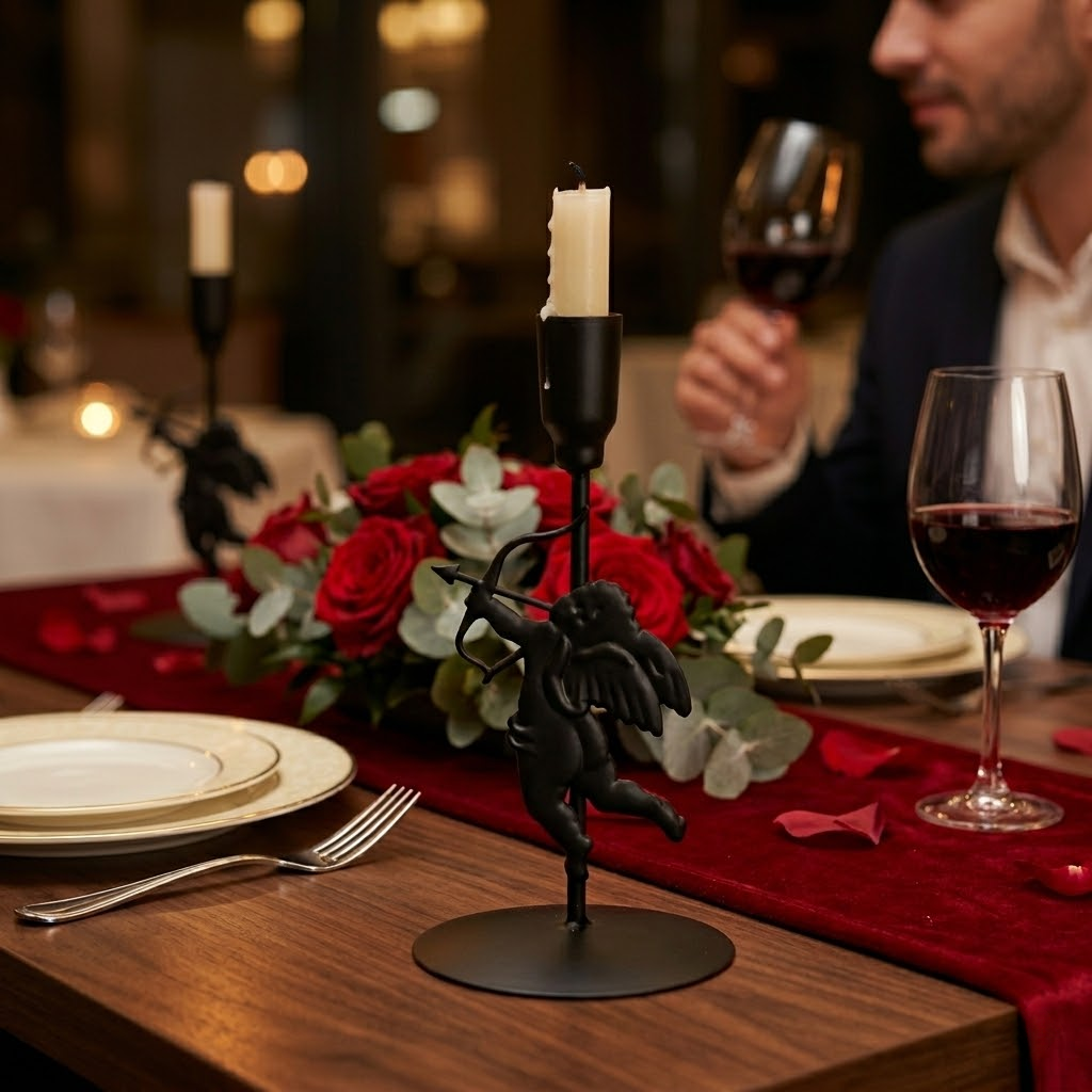 Cupid Iron Art Candle Holder