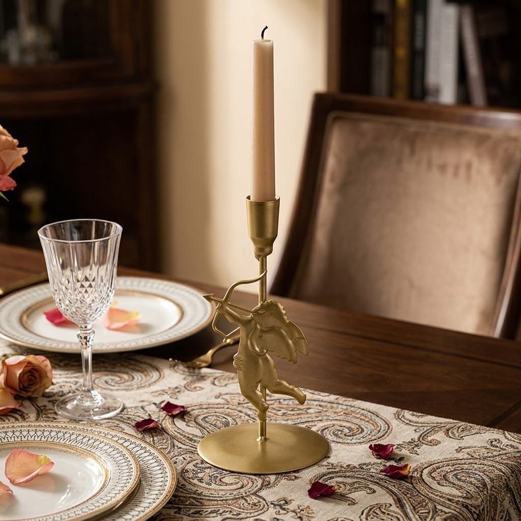 Cupid Iron Art Candle Holder