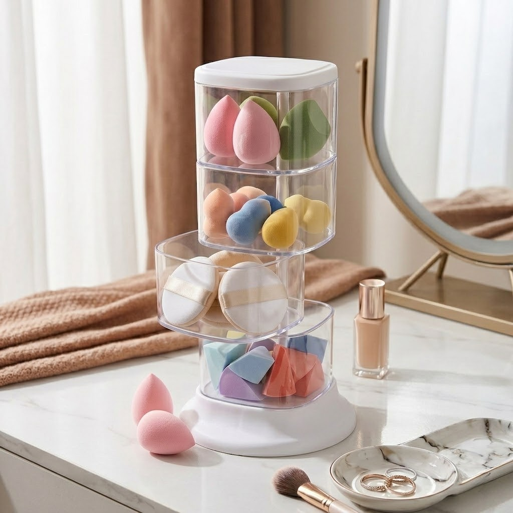 Rotating Transparent Cosmetic Organize